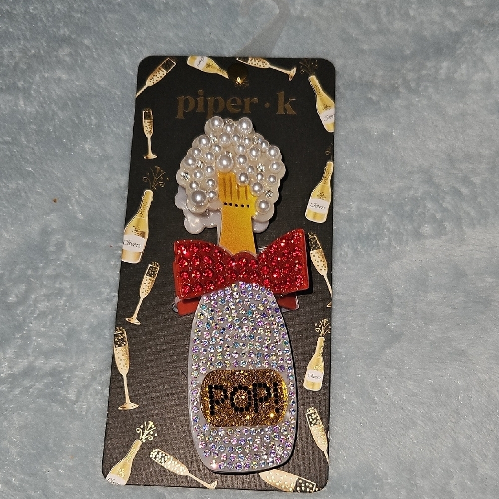 Piper K Champagne Bottle Brooch